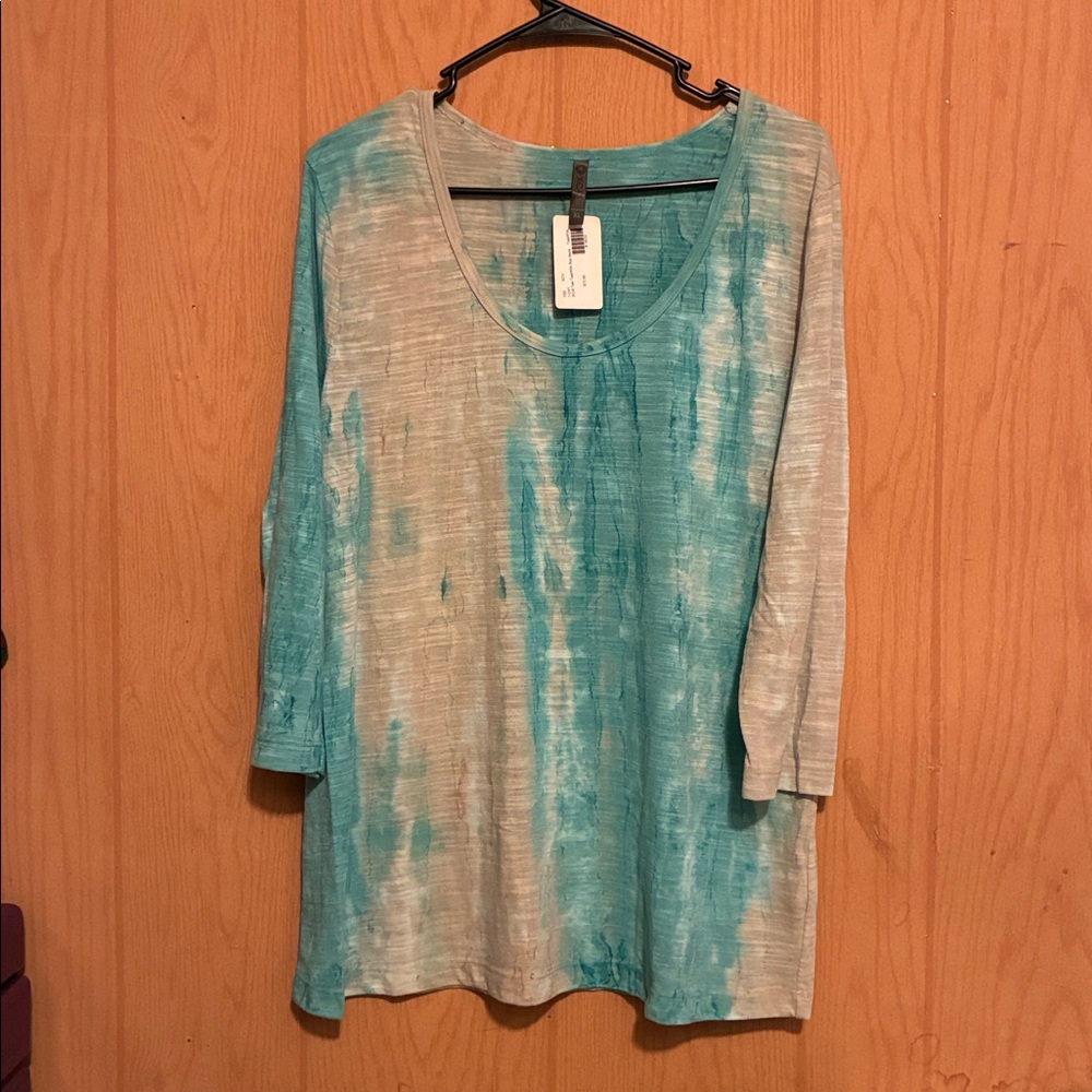 Daisy Teal Tie-Dye Short Sleeve Top